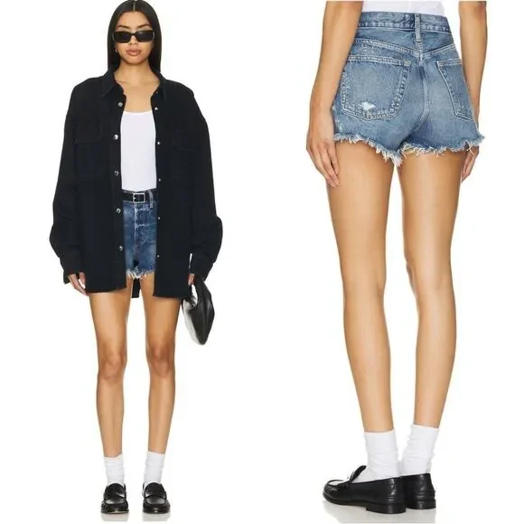 AGOLDE Parker denim shorts in dark wash - Picture 3 of 15